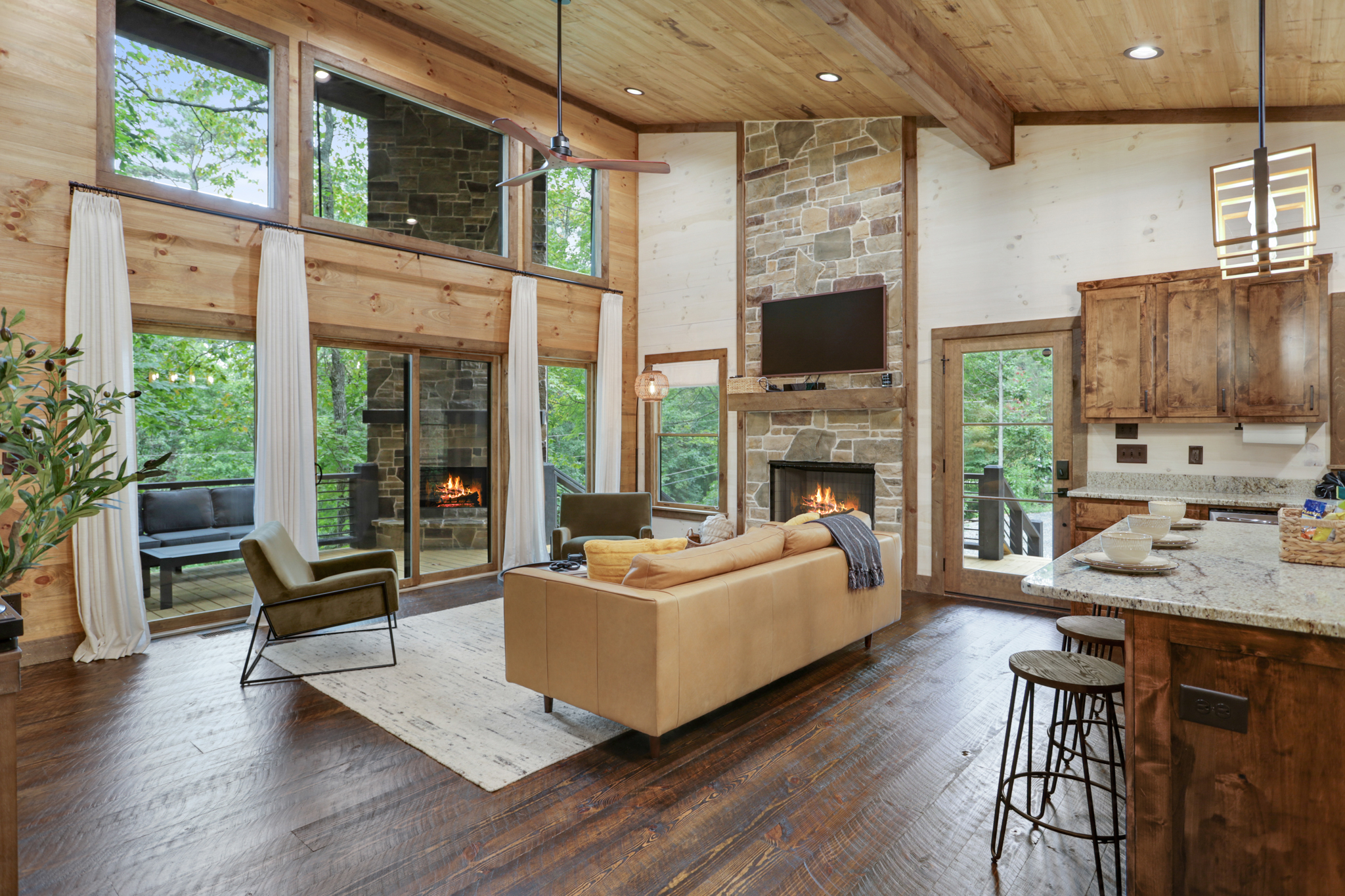 Cozy family room with fireplace